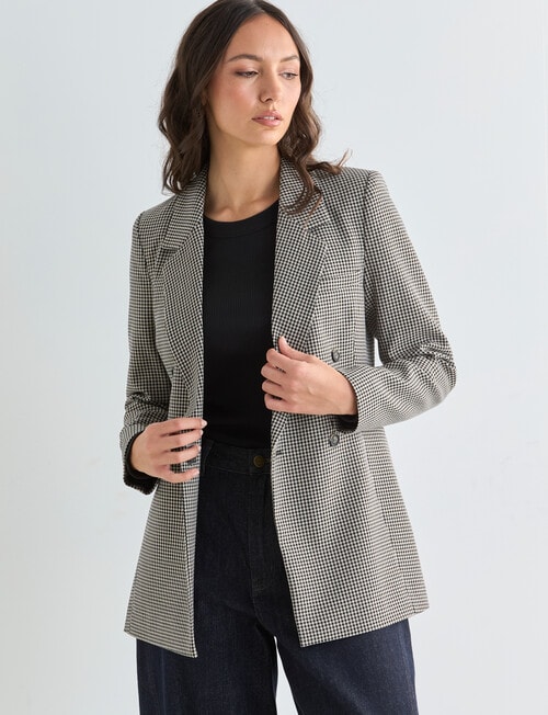 Mineral Check Ash Blazer, Black Ecru product photo View 05 L