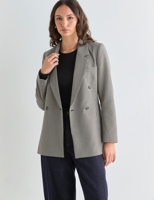 Mineral Check Ash Blazer, Black Ecru product photo View 07 L