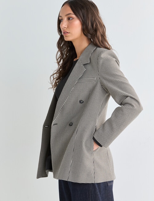 Mineral Check Ash Blazer, Black Ecru product photo View 08 L