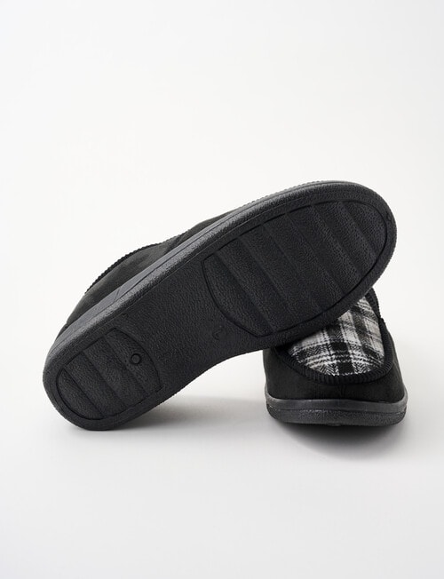 Chisel Moccasin Check Slipper, Black & Grey product photo View 03 L