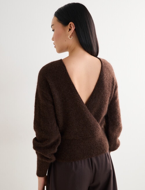 State of play Aria Wrap Mohair Blend Sweater, Milk Chocolate product photo View 09 L