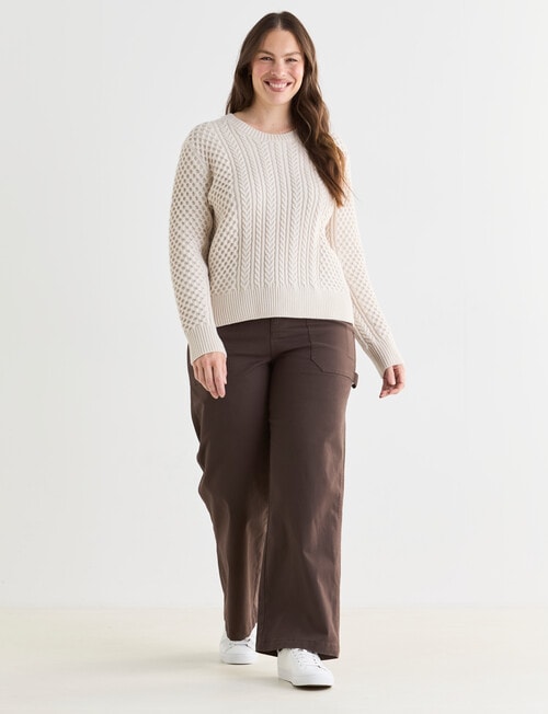 Zest Cable Knit Sweater, Ivory - Knitwear