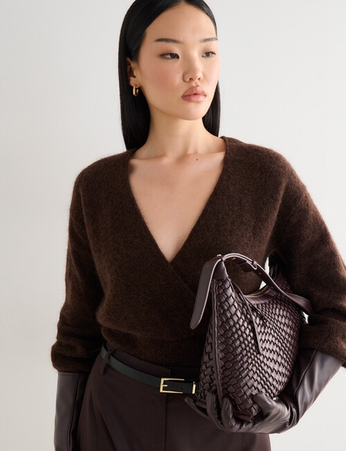 State of play Aria Wrap Mohair Blend Sweater, Milk Chocolate product photo