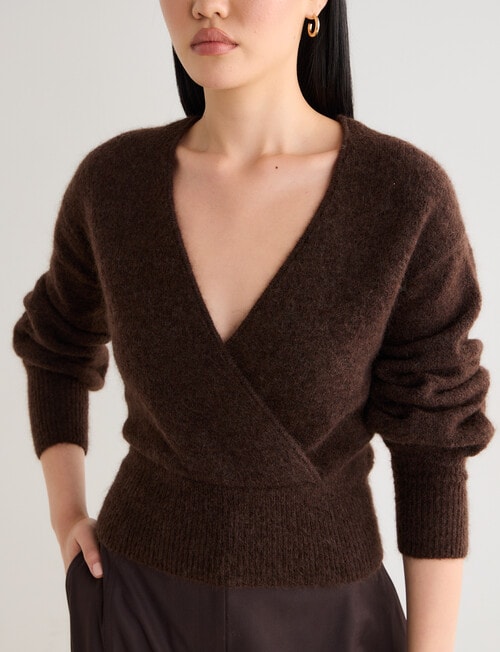 State of play Aria Wrap Mohair Blend Sweater, Milk Chocolate product photo View 05 L