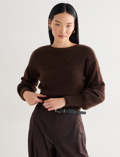 State of play Aria Wrap Mohair Blend Sweater, Milk Chocolate product photo View 07 L