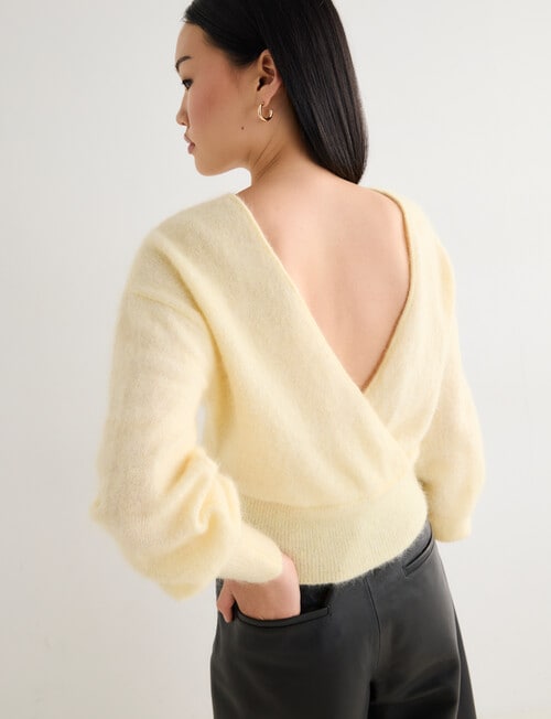 State of play Aria Wrap Mohair Blend Sweater, French Vanilla product photo View 08 L