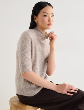 State of play Bella Mohair Blend Knit Tee, Almond product photo