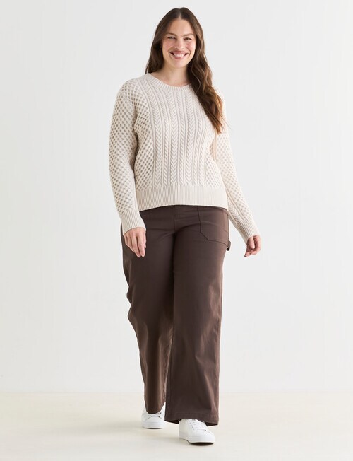 Zest Cable Knit Sweater, Ivory - Knitwear