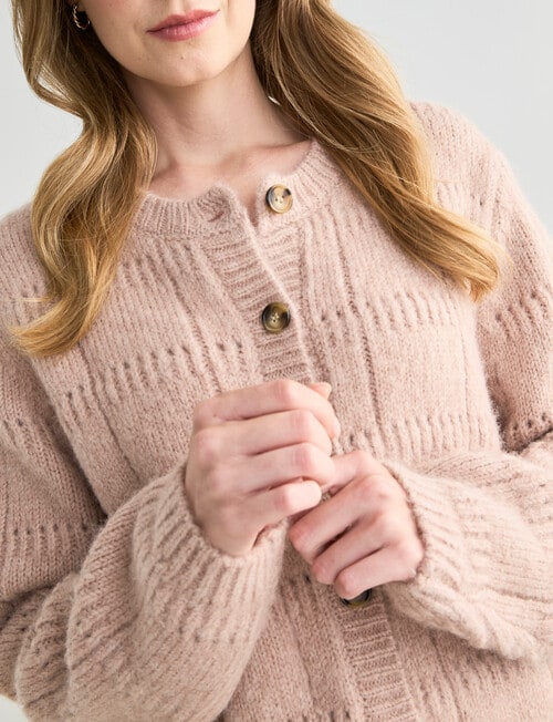 Zest Pretty Pointelle Cardigan, Dusty Blush product photo View 04 L