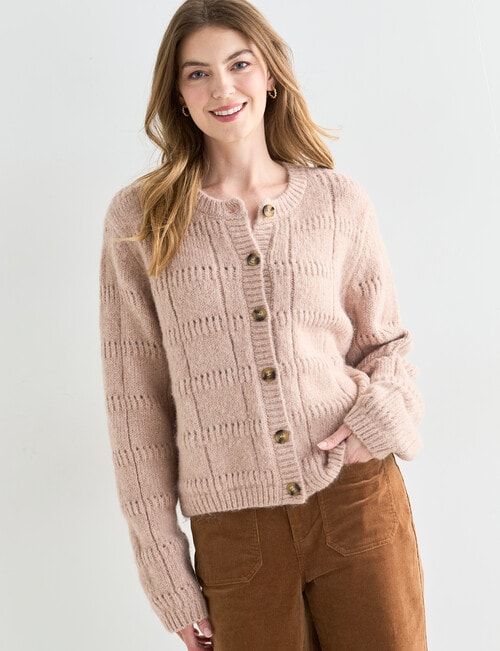 Zest Pretty Pointelle Cardigan, Dusty Blush product photo View 05 L