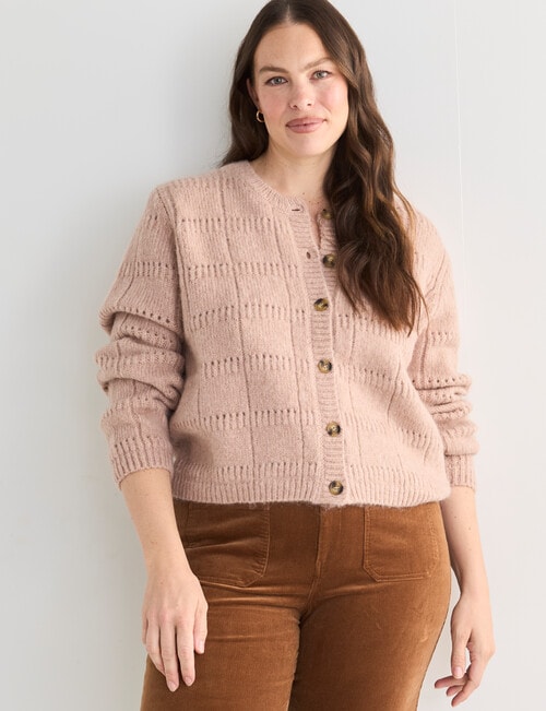 Zest Pretty Pointelle Cardigan, Dusty Blush product photo View 12 L
