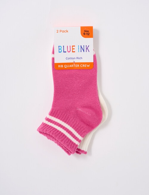 Blue Ink Heart Cotton Quarter Crew Sock, 2-Pack, Nostalgic Pink & Vanilla product photo View 02 L