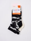 Blue Ink Camo Cotton Quarter Crew Sock, 2-Pack, Charcoal & White product photo View 02 S