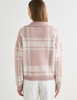 Zest Zip Up Cardigan, Dusty Pink Check product photo View 02 S