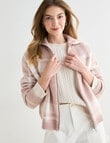 Zest Zip Up Cardigan, Dusty Pink Check product photo View 06 S