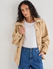 Zest Ribbed Collar Shacket, Camel product photo