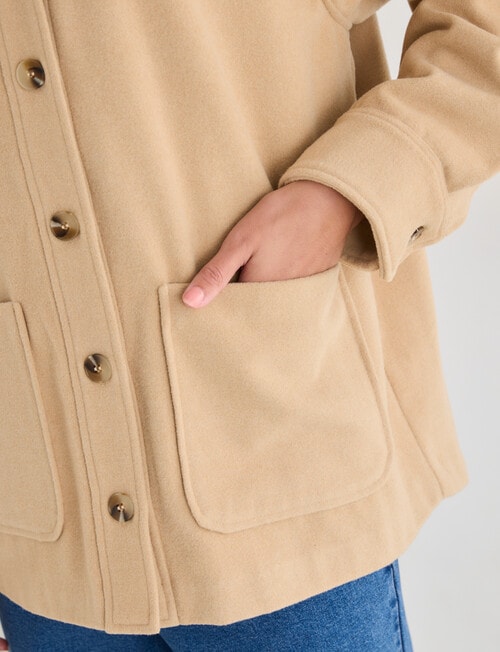 Zest Ribbed Collar Shacket, Camel product photo View 07 L