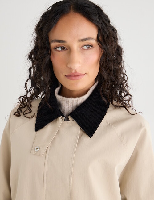 Zest Cotton Blend Cord Collar Jacket, Natural product photo View 10 L
