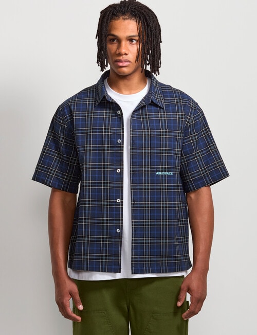 AIR SPACE Dad Check Shirt, Navy product photo View 02 L