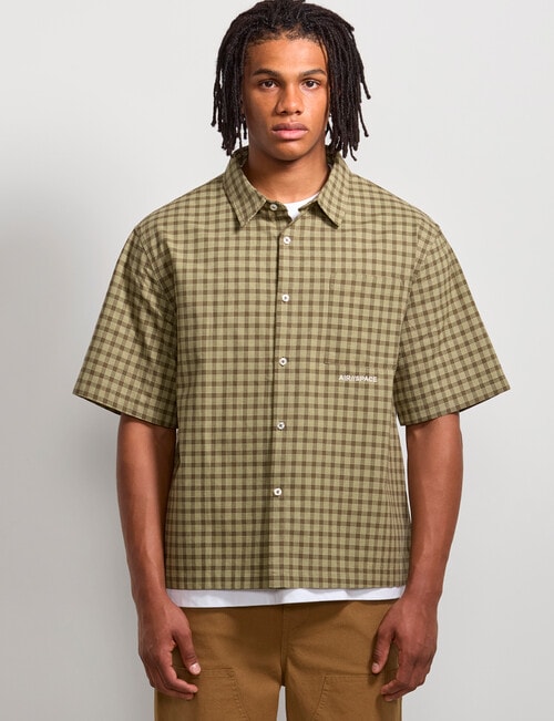AIR SPACE Dad Check Shirt, Green product photo View 02 L