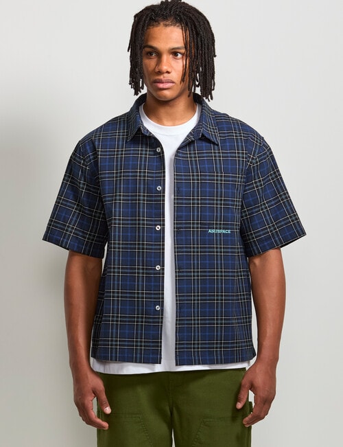 AIR SPACE Dad Check Shirt, Navy product photo View 02 L