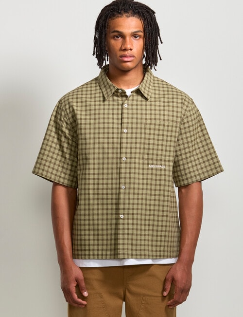 AIR SPACE Dad Check Shirt, Green product photo View 02 L