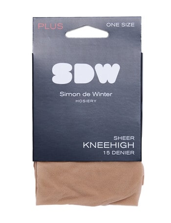 Simon De Winter Plus Knee Hi, 15 Denier, Sand product photo