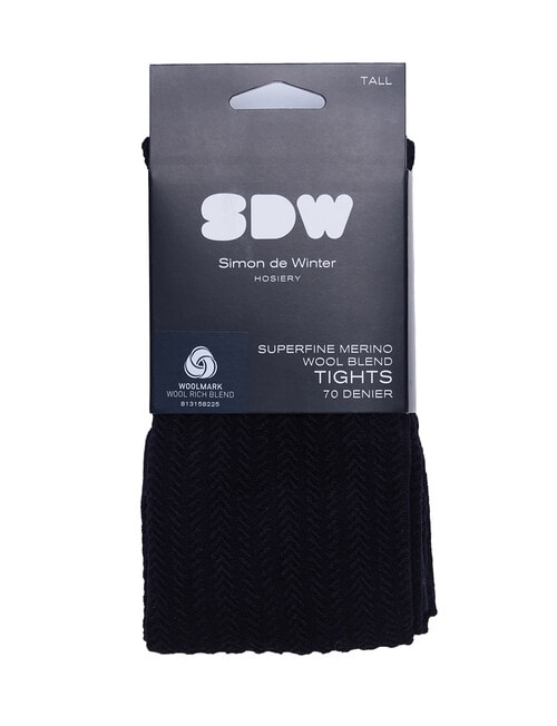 Simon De Winter Superfine Wool Blend Tight, 70 Denier, Black product photo