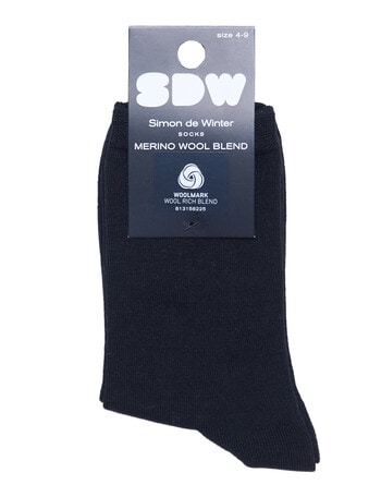 Simon De Winter Wool Blend Crew Socks, Black product photo