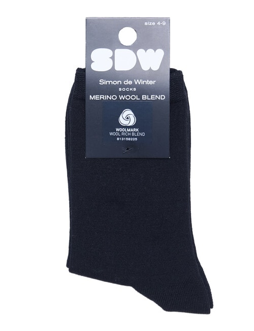 Simon De Winter Wool Blend Crew Socks, Black product photo