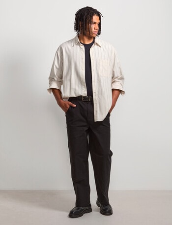 AIR SPACE Stripe Oversized Shirt, Natural Stripe product photo