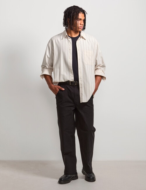 AIR SPACE Stripe Oversized Shirt, Natural Stripe product photo