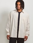 AIR SPACE Stripe Oversized Shirt, Natural Stripe product photo View 02 S