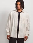 AIR SPACE Stripe Oversized Shirt, Natural Stripe product photo View 02 S