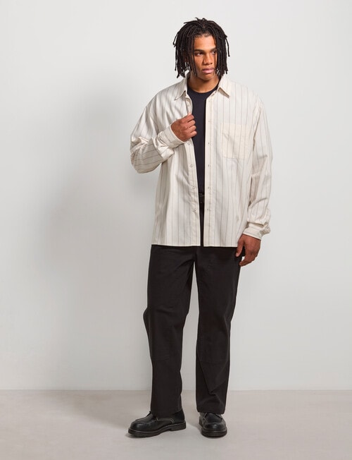 AIR SPACE Stripe Oversized Shirt, Natural Stripe product photo View 09 L