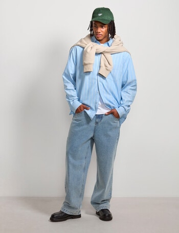AIR SPACE Stripe Oversized Shirt, Blue Stripe product photo