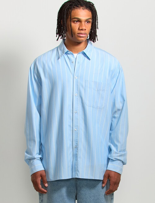 AIR SPACE Stripe Oversized Shirt, Blue Stripe product photo View 02 L