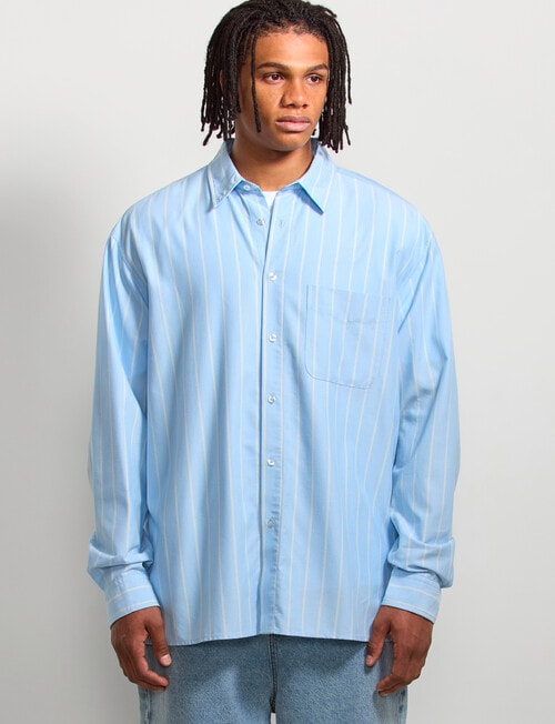 AIR SPACE Stripe Oversized Shirt, Blue Stripe product photo View 02 L