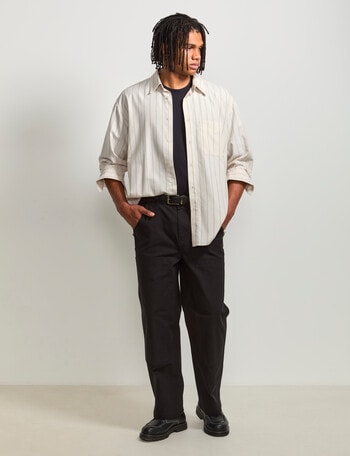 AIR SPACE Stripe Oversized Shirt, Natural Stripe product photo
