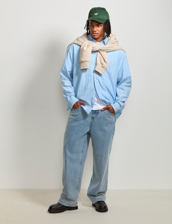 AIR SPACE Stripe Oversized Shirt, Blue Stripe product photo