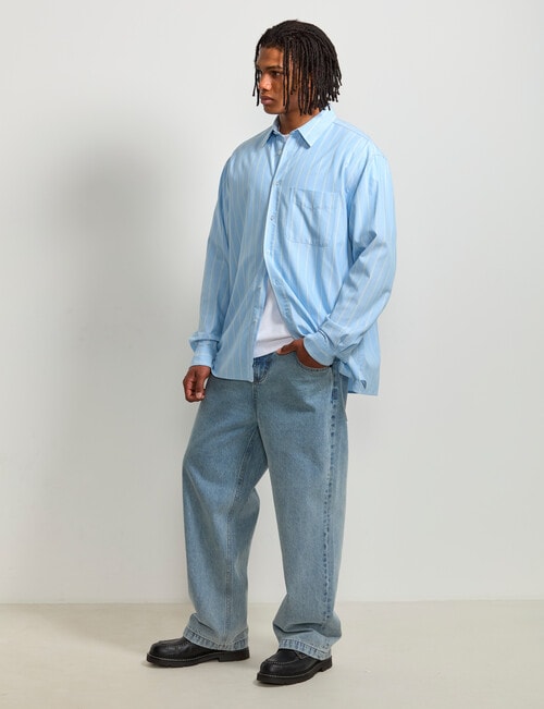 AIR SPACE Stripe Oversized Shirt, Blue Stripe product photo View 07 L