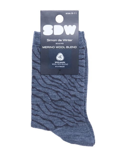 Simon De Winter Wool Blend Crew Socks, Zebra Grey product photo