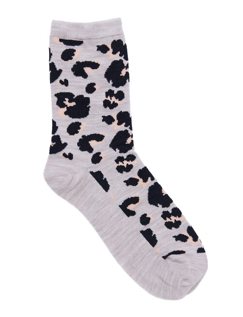 Simon De Winter Wool Blend Crew Socks, Leopard Mocha product photo View 02 L