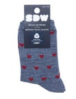 Simon De Winter Wool Blend Crew Socks, Heart Dark Grey product photo