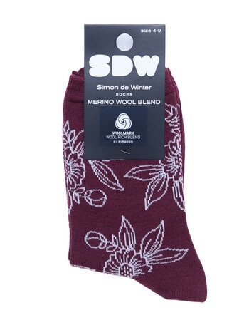 Simon De Winter Wool Blend Crew Socks, Flower Andorra product photo