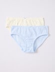 Blue Ink Pointelle Bikini Brief, 2-Pack, Blue & Floral, 2-14 product photo