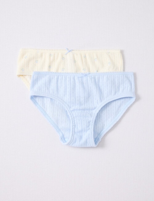 Blue Ink Pointelle Bikini Brief, 2-Pack, Blue & Floral, 2-14 product photo