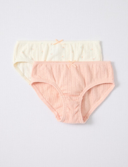 Blue Ink Pointelle Boyleg Brief, 2-Pack, Pink & Floral, 4-14 product photo