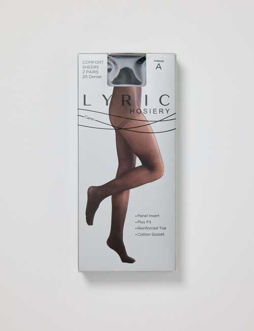 Lyric Comfort Top Pantyhose, 20 Denier, 2-Pack, Black product photo View 02 L