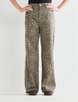 Denim Republic Twist Seam Straight Jeans, Leopard Print product photo